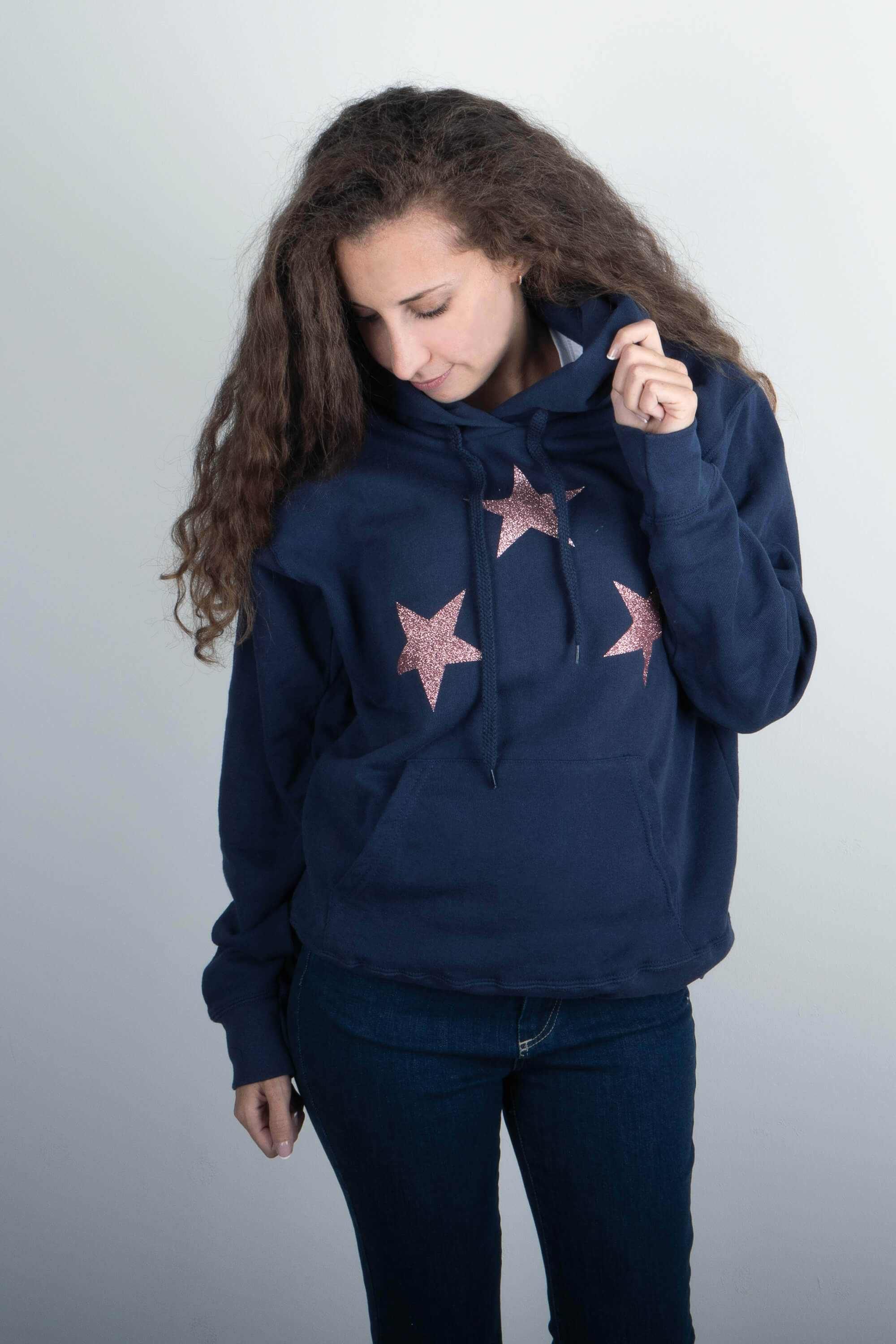Felpa Tre Stelle Glitter