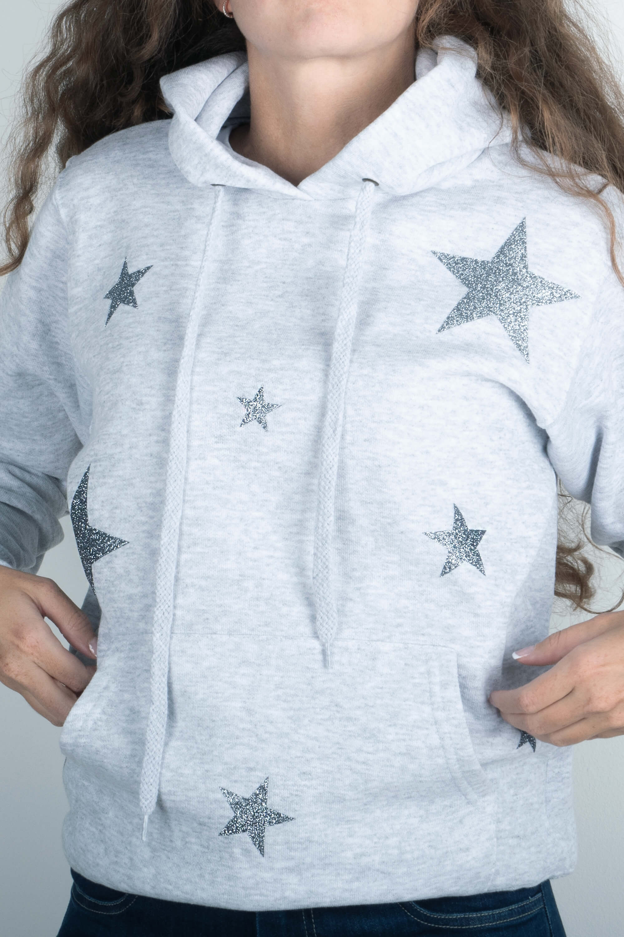Felpa Stelle in Glitter Argento
