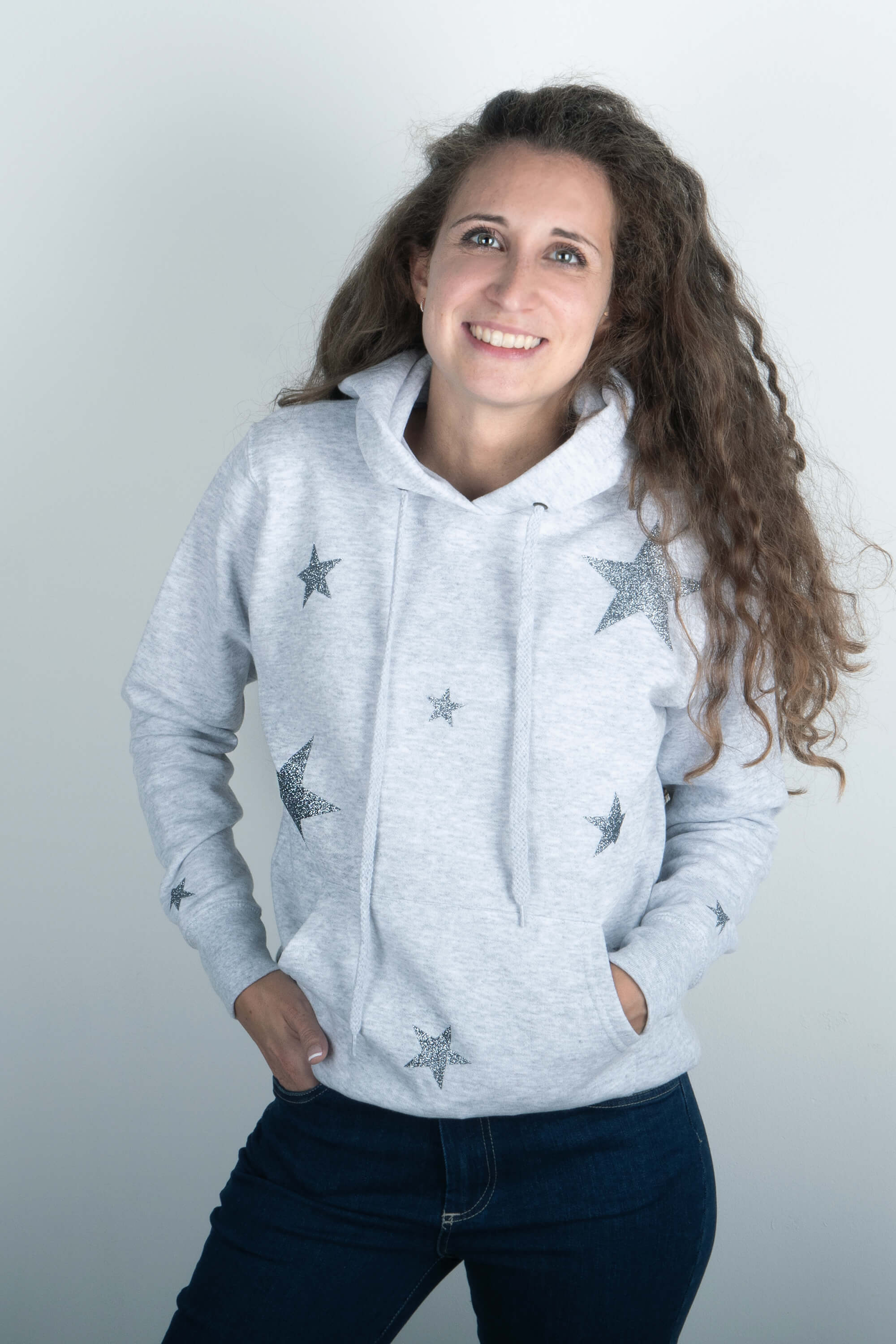 Felpa Stelle in Glitter Argento