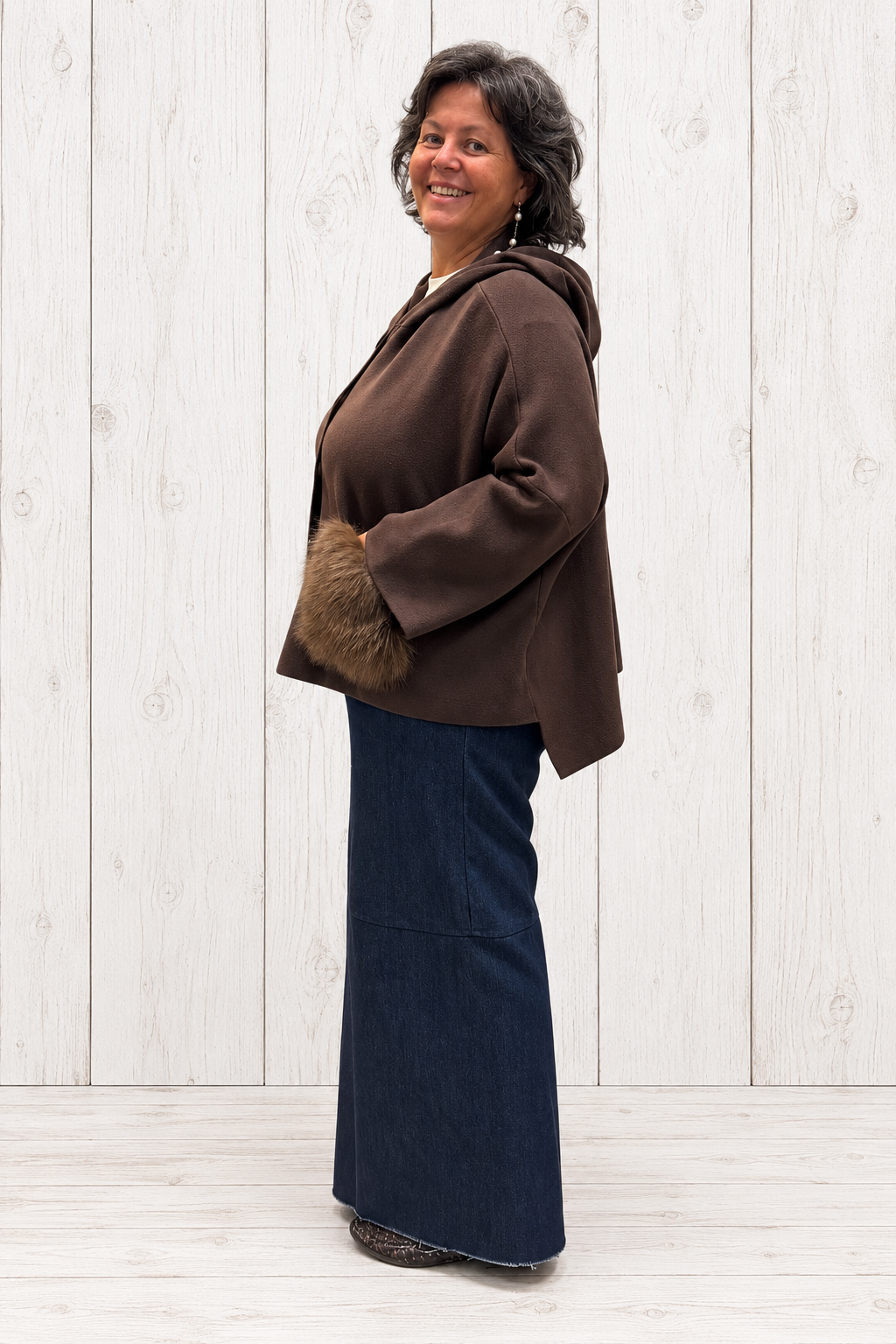 Giacca con tasche in pelliccia