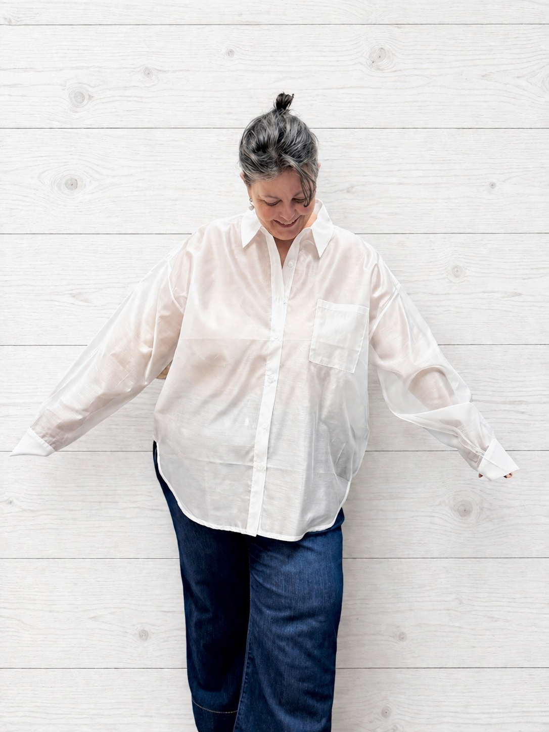 Camicia trasparente con tasca